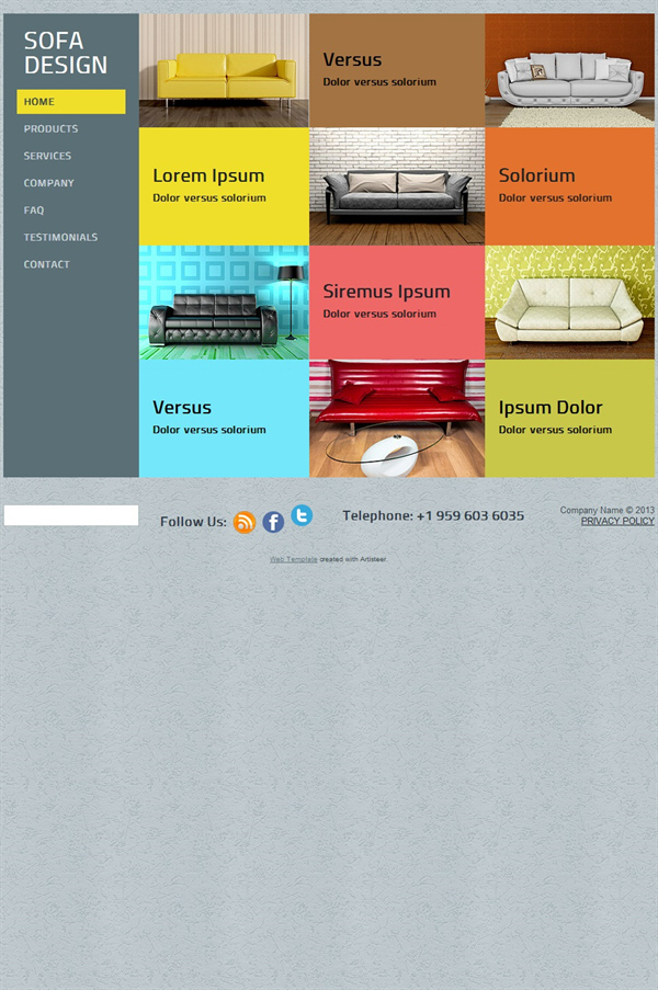 Interior design website template preview