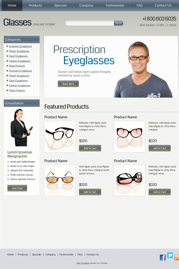 Retail website template preview