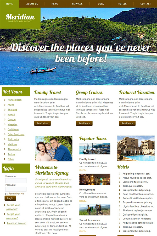 Travel agency website template preview